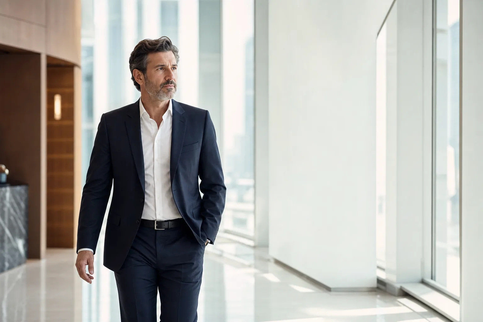 A senior COO reviewing the work in a calm Dallas boardroom